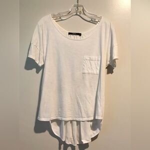 Anthropologie Relaxed White Pocket Hi-Low Tee - Women S